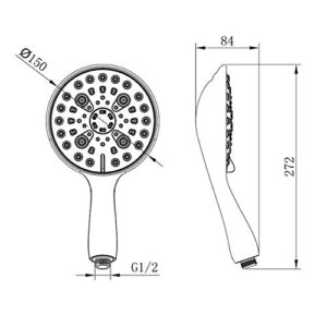 ALTON SHR20885 ABS, 6-INCH, 6-Function Hand Shower, Chrome Finish