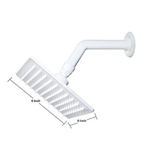 Crotomak ABS Ultra Slim Over Head Shower With Arm Square, Bath Shower Head Set, Pressure Rain Shower Head (6 X 6 Inch, Milky White (Pack of 1)