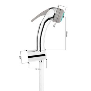 Hindware F160027 ABS Faucet with Rubbit Cleaning System, Flexible Tube and Wall Hook, Chrome, Painted Finish