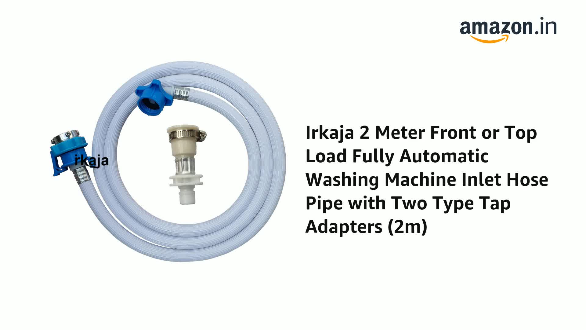 Irkaja-2-Meter-Front-or-Top-Load-Fully-Automatic-Washing-Machine-Inlet-Hose-Pipe-with-Two-Type-Tap-Adapters-2m-0-0 Irkaja 2 Meter Front or Top Load Fully Automatic Washing Machine Inlet Hose Pipe with Two Type Tap Adapters (2m)