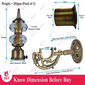 JKC Double Crystal Curtain Brackets Antique for Window Curtain Brackets/Door Curtain Brackets at Home/Hotel/Restaurant (Bracket - 1 Pcs, Support - 1 Pcs & Wall to Wall - 1 Pcs)