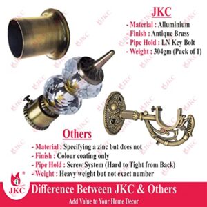 JKC Double Crystal Curtain Brackets Antique for Window Curtain Brackets/Door Curtain Brackets at Home/Hotel/Restaurant (Bracket - 1 Pcs, Support - 1 Pcs & Wall to Wall - 1 Pcs)
