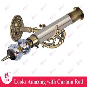 JKC Double Crystal Curtain Brackets Antique for Window Curtain Brackets/Door Curtain Brackets at Home/Hotel/Restaurant (Bracket - 1 Pcs, Support - 1 Pcs & Wall to Wall - 1 Pcs)