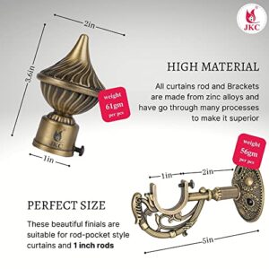 JKC Zinc Alloys Golden Whirl Curtain Brackets and Holder with Prehistoric Look for 1 Inch Pipe | Curtain Rod Holder and Curtain Holders Brackets for Home Decor | E-Book Included | Brackets-12, Support-12