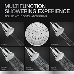 Kohler Rain Duet Filter Shower Head - 5-Spray Multifunction Overhead Shower with WATER PURIFIER CARTRIDGE - works best with Hard Water Softener - Wall-mount, Polished Finish, Chrome - 109 mm