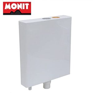 MONIT Slim Single (Center Push) Flush Tank PVC Flushing Cistern Tank, Flush Tank with Wall Mount (Grey - White)