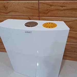 MONIT Slim Single (Center Push) Flush Tank PVC Flushing Cistern Tank, Flush Tank with Wall Mount (Grey - White)