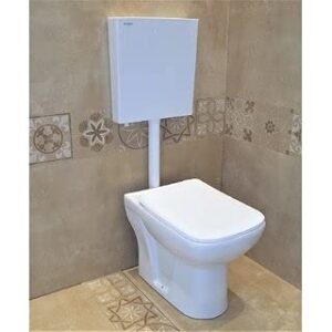 MONIT Slim Single (Center Push) Flush Tank PVC Flushing Cistern Tank, Flush Tank with Wall Mount (Grey - White)