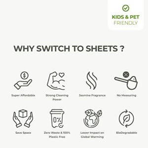Reflekt Ultra Concentrated Smart Floor Cleaning Sheets Eco-Friendly & Premium Paper Soap Tiles Cleaner With Jasmine Fragnance Safe for Kids & Pets with Zero Waste No Plastic (Pack of 2, 60 Sheets)