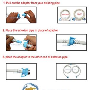 SMIPLEBOL - The Best Is Here 2 Meter Extension Connector Hose Pipe for Top Load Front Loading Fully Automatic Washing Machine (Length: 2 Meter, White)