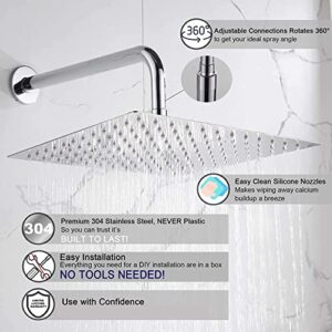 Shower Head for Bathroom - Rain Shower - Ultra Slim, High Pressure, Rainfall Overhead Showerhead - Chrome Finish, Premium 304 Stainless Steel, 4 Inch (ARM NOT INCLUDED)