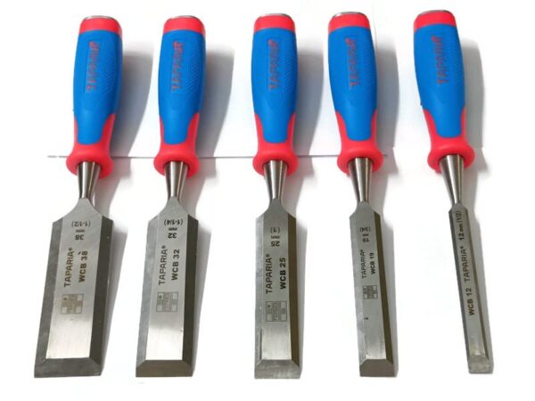 TAPARIA Wood Working Chisel Set of 5 Hardened Chisel Set with Carrying Pouch Tool Kit