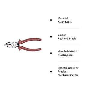 Taparia 1621-6 Steel (165mm) Combination Plier with Joint Cutter (Red and Black)