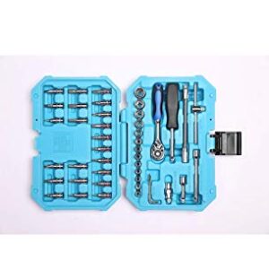 Taparia SA46 Steel 1/4 Square Drive Socket Set (Silver, 46 Piece)