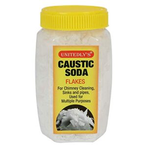 Unitedlys® Caustic Soda for Drain Cleaning – Fast-Acting, Non-Toxic & Odorless Formula to Clear Blockages Instantly – Unblock Clogged Sinks & Pipes with Chimney & Drain Cleaner Flakes – 350 Grams