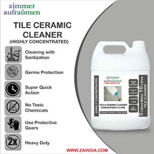 Zimmer Aufraumen BATHROOM TILE CLEANER 5L-For TILES & CERAMIC. Removes Soap Scum, Scaling, Hard Water Stains, Limescale, Heavy Yellow Stains, Dirt, Oil Deposits
